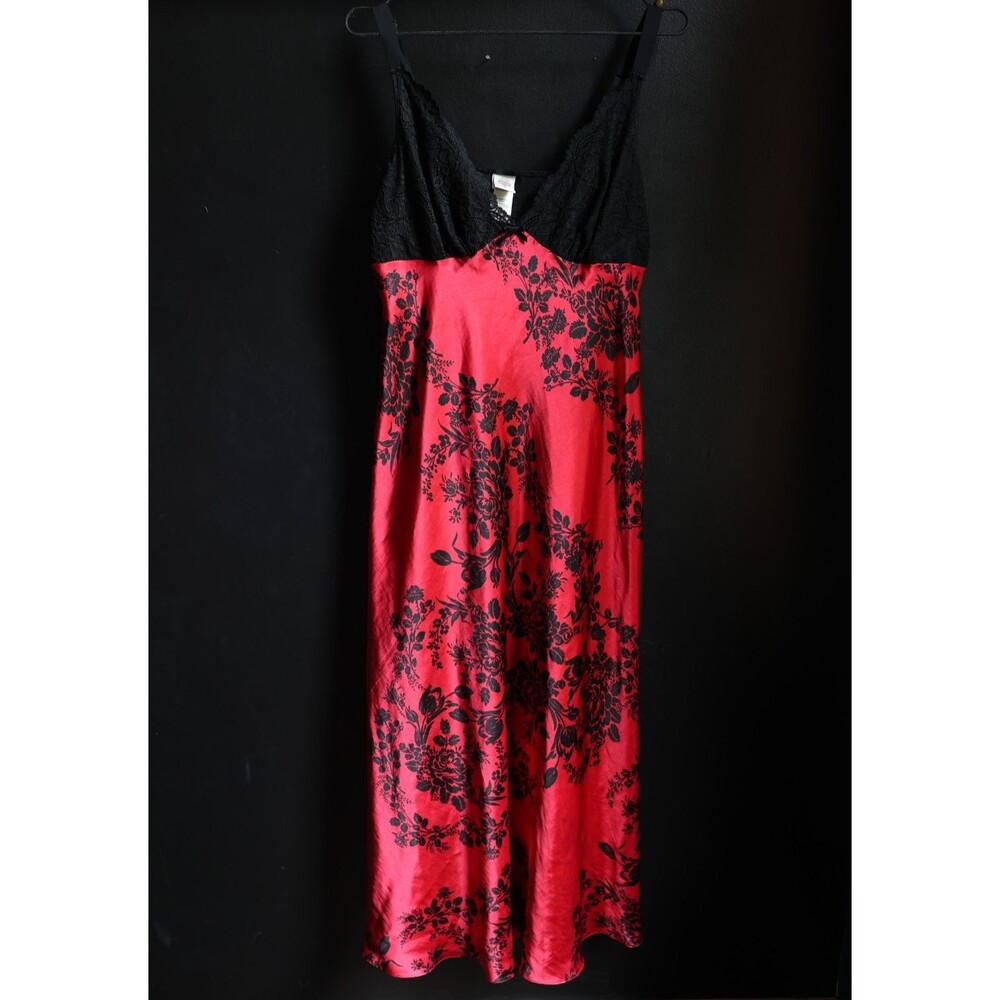 In Bloom by Jonquil Y2K Style Lace Floral Maxi Satin Slip Dress Vamp Whimsigoth